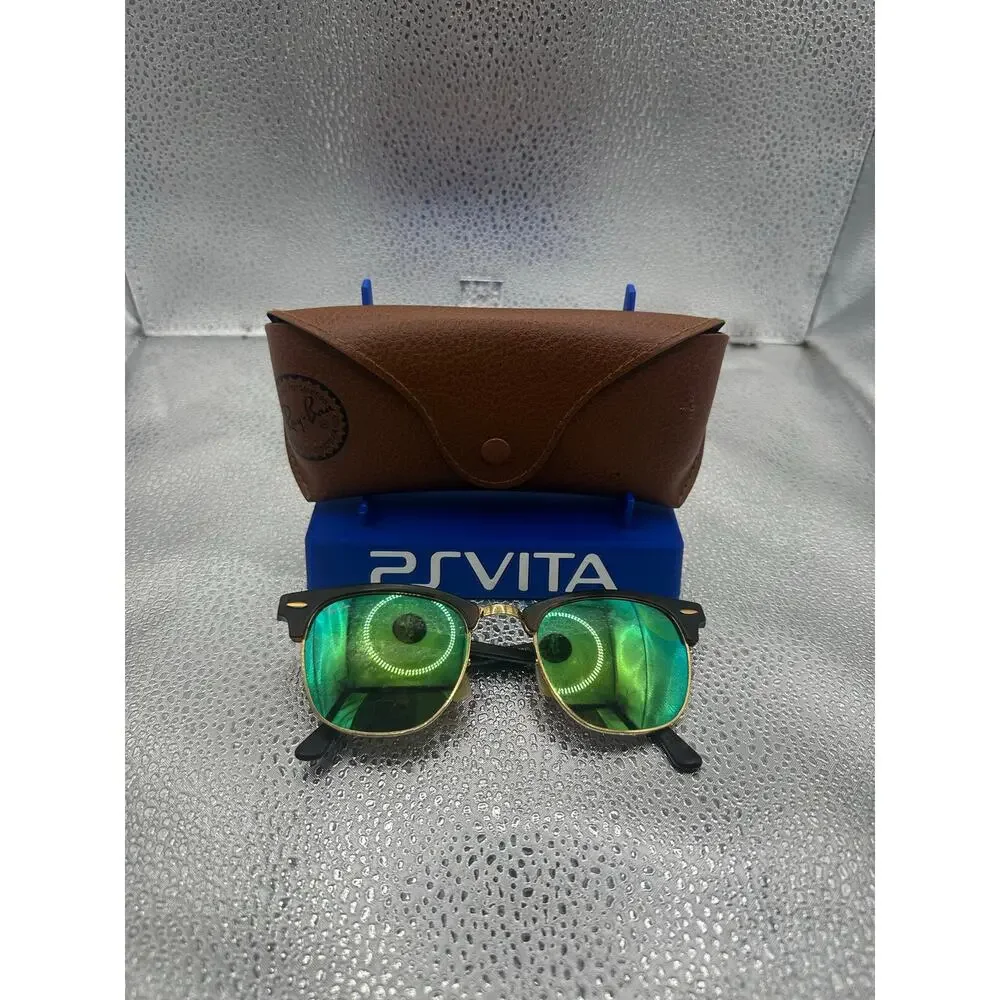 Ray-Ban Clubmaster RB3016 1145/19 Green Mirror Sunglasses 51-21 W/ Case